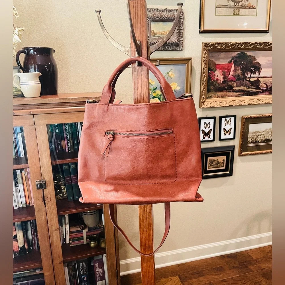 Sonoma women’s handbag purse faux leather double handle shoulder strap brown - Picture 6 of 11